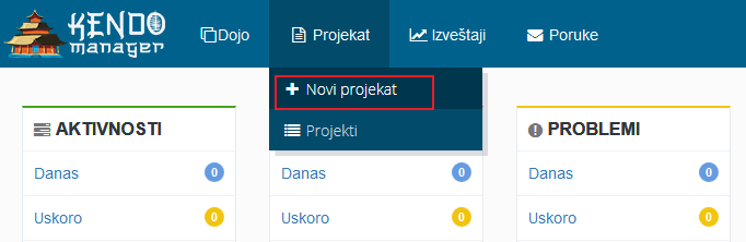 Stavka novi projekat