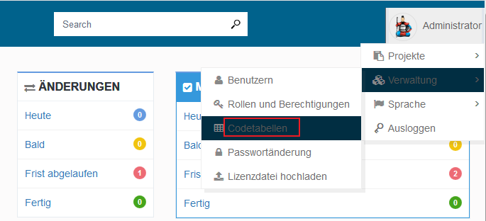 Kendo Manager Codetabelle